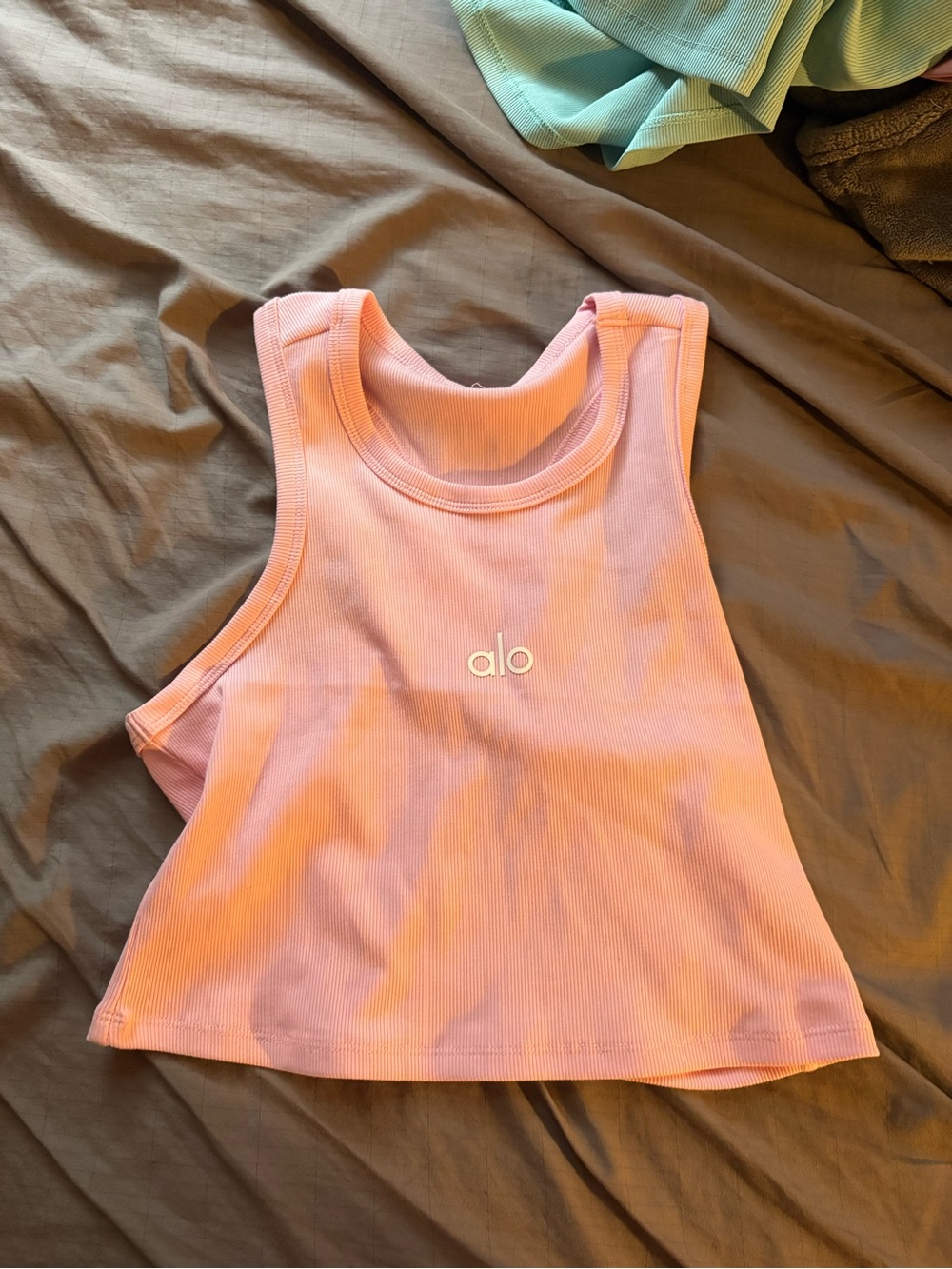 Alo Pink Ribbed Tank Top size medium